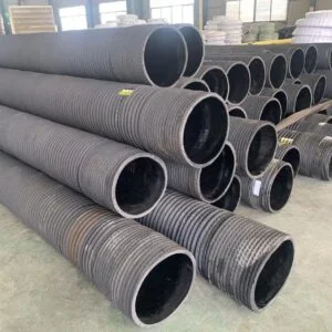 Wear resistance flexible large diameter water suction and discharge rubber hose with flange